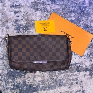 Louis Vuitton Brown Damier Ebene Crossbody Pochette with Chain